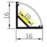 Black LED Corner Profile LP006 Ultra Bright 2216 - Made to Measure Linear Lighting