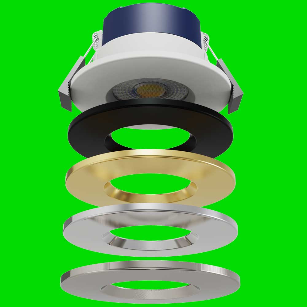 The Complete White Downlight - £12+VAT 5 or7W, Fire Rated IP65, 4 x CCT